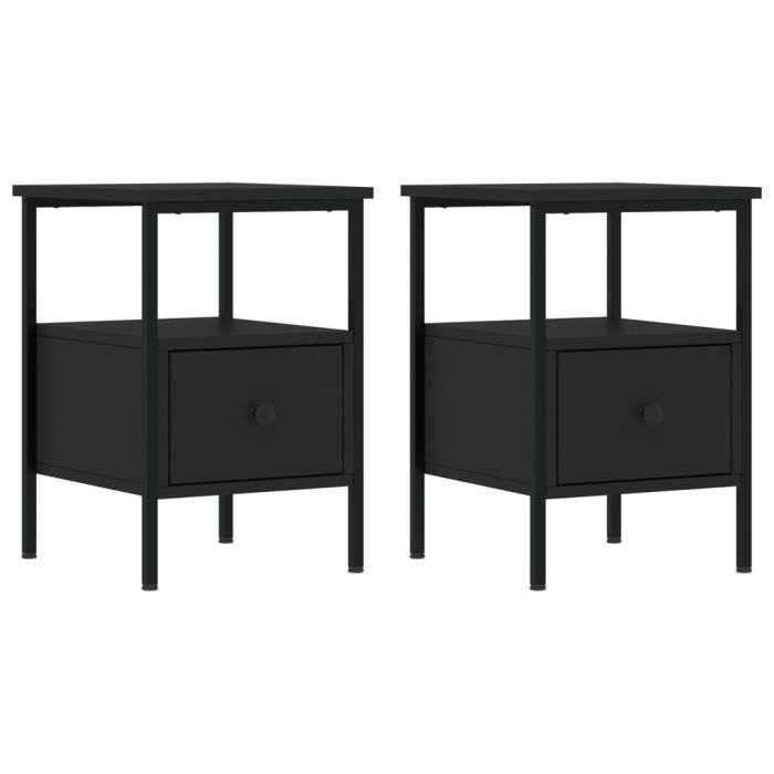 VidaXL Tables de chevet 2 pcs noir 34x36x50 cm bois d’ingénierie 826044
