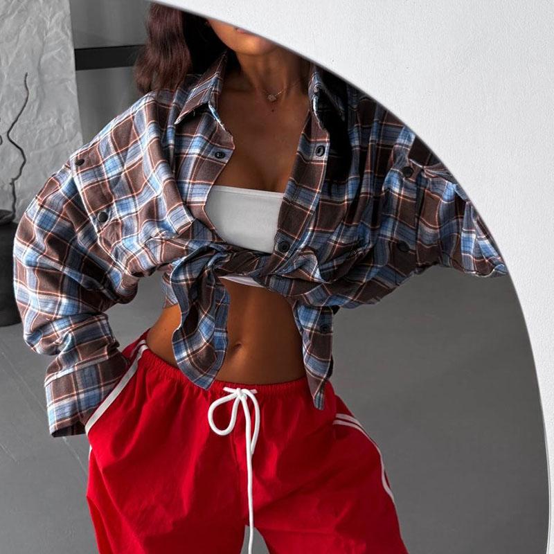New Fashion Plaid Shirt Women Autumn Long Sleeve Top Female Detachable Sleeve Blouse Ladies Classic Casual Shirts Streetwear