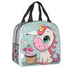 Bonito Unicornio Sentado en la Luna Lonchera Portátil para Mujer Enfriador Impermeable Térmico Aislado para Alimentos Bolsa de Almuerzo para Escolares Niños Estudiantes
