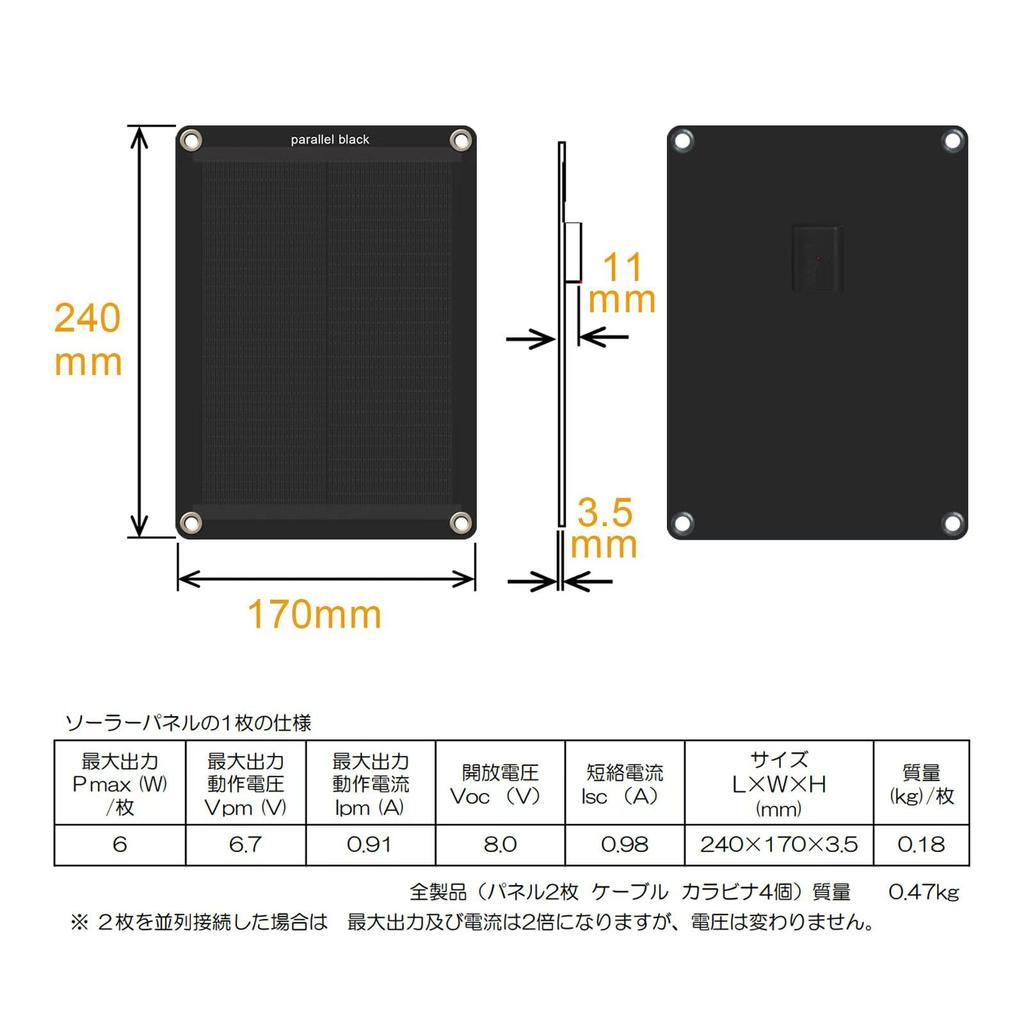 Parallel Black 12W X 6W Solar Panel with USB Output and 5V Solar 2A Fast Charging In Parallel Compatible with USB Output Lightweight and Weighing Just