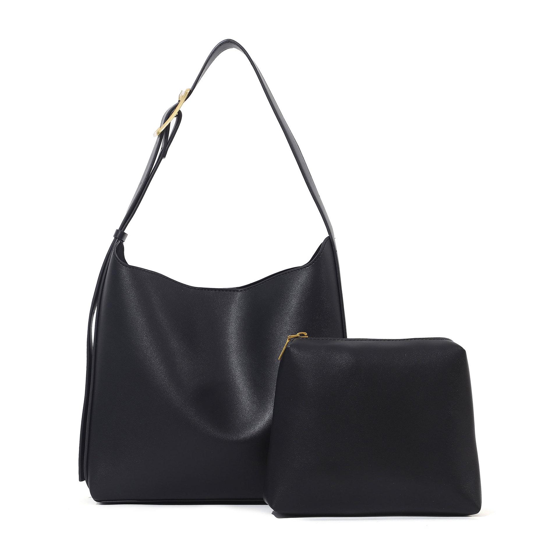 New Minimalist Single Shoulder Crossbody Bag with High-end Feel, Tote Bag with Large Capacity for Commuting, Mother and Child Bucket Bag for Women чёрный