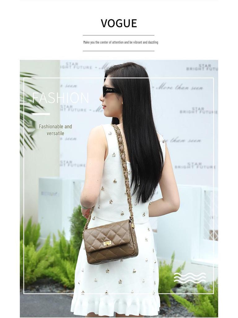 Chic Calfskin Mini Bag - Diamond Pattern Chain Crossbody