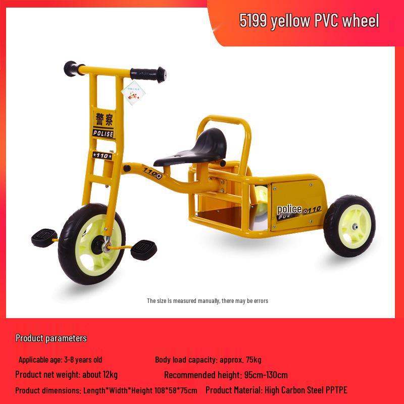 Children's Double Pedal Tricycle with Basket for Outdoor Play