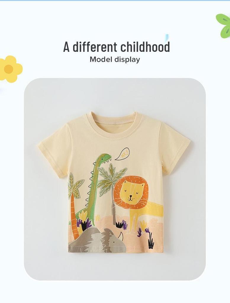 Boys' Short Sleeve Round Neck T-Shirt - Cute Printed Children's Top
