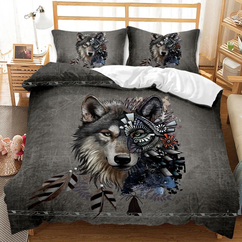 

Пододеяльник с изображением волка, комплект постельного белья с рисунком животных, классный пододеяльник с изображением дикой природы, детский блестящий синий покрывало из полиэстера с изображением дикого волка EU single(135x200cm)