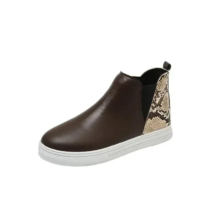 Plus Size 43Fashion Short Boots Women  Flat Bottom Casual Shoes for Women Serpentine Ankle Boots for Women Zapatos De Mujer 2024