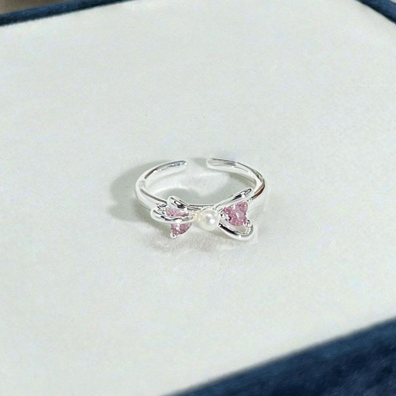 Fairy wind pink diamond butterfly ring girlish feeling sweet dream white stacking wearing niche design feeling light luxury tide ring