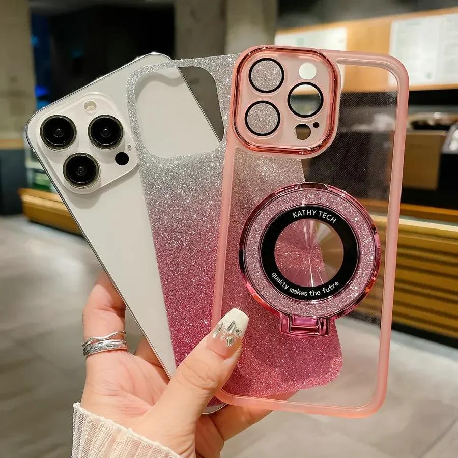 Pro Xiaomi POCO X7 Pro Magnetický držák prstenu Třpytivé TPU Ochranná fólie na čočku fotoaparátu pouzdro pro PocoX7pro Redmi Turbo 4 Měkký silikonový kryt