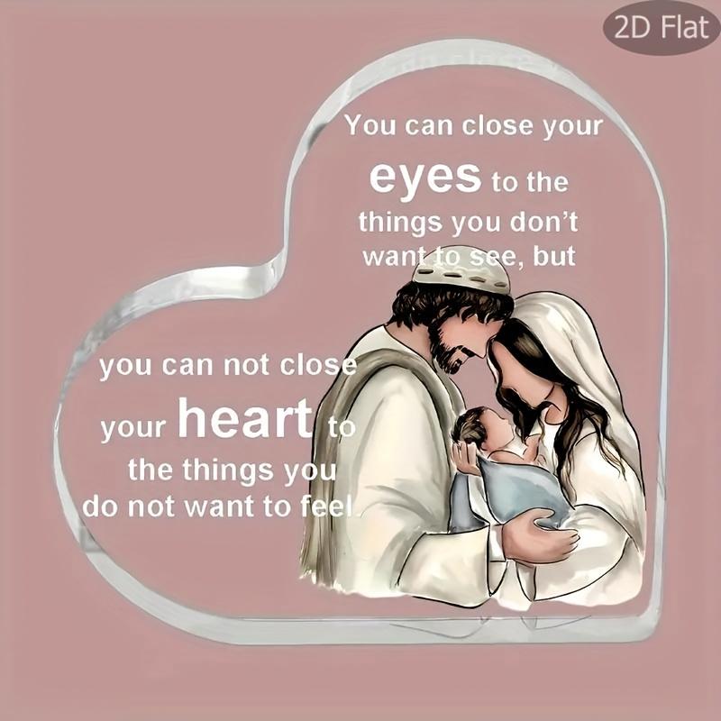 Плоская 2D, Христианская «Сцена Рождества», Акриловое Сердце-Формы, Настольное Украшение-Табличка, Подходит для Украшения Стены, Крыльца, Комнаты, Виллы, Акценты Дома, Ha 10*10CM