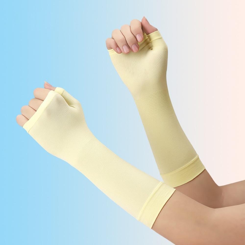 

Elastic Sunscreen Gloves Solid Color Driving Mittens New Ice Sleeves Outdoor Sports жёлтый