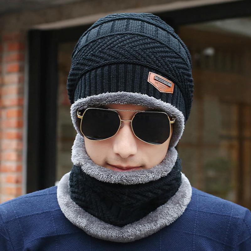 Buy 2pcs Fashion Knit Men Winter Hat 
