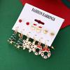 Christmas Santa Love Earrings Set: Snowflake & Tree Cartoon Oil Drop Design