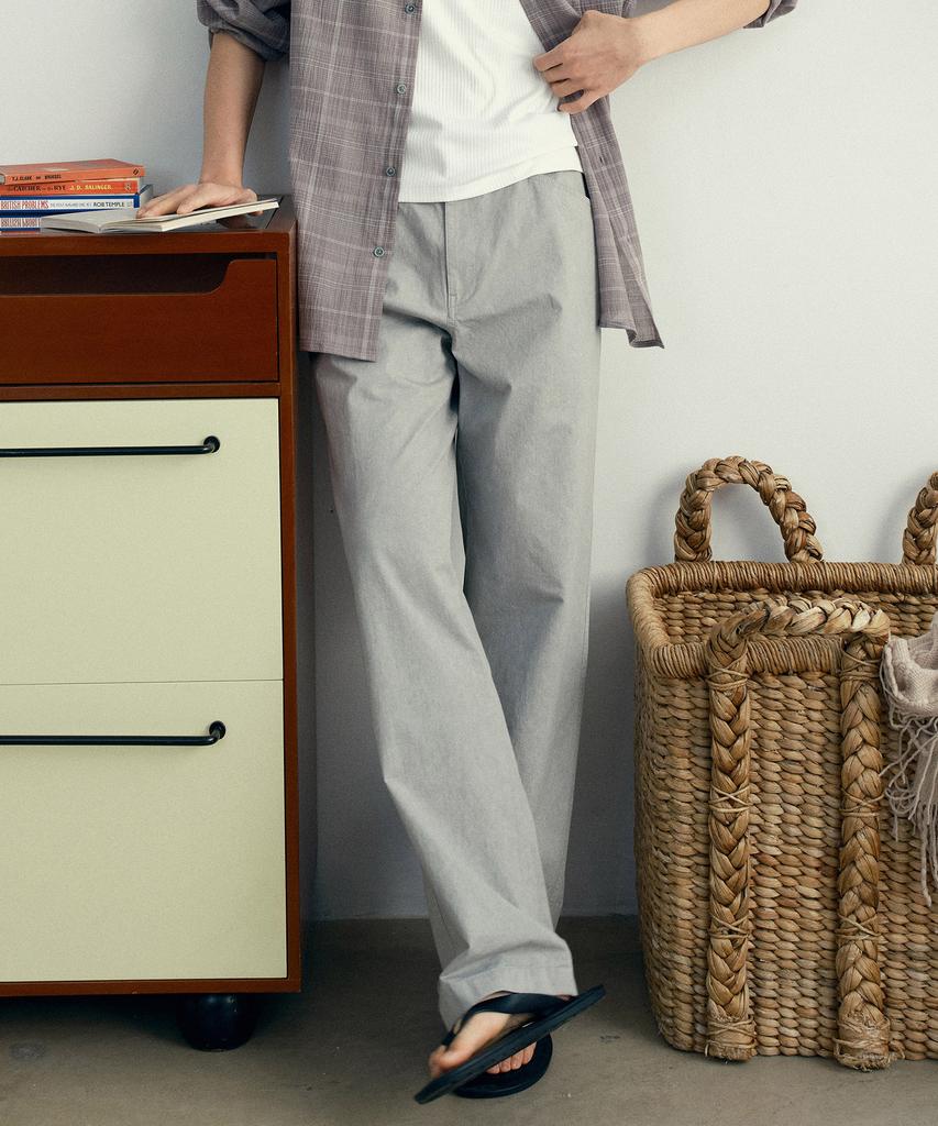 MINDBRIDGE [Couture] Gray Semi-Wide Pigment Cotton Pants