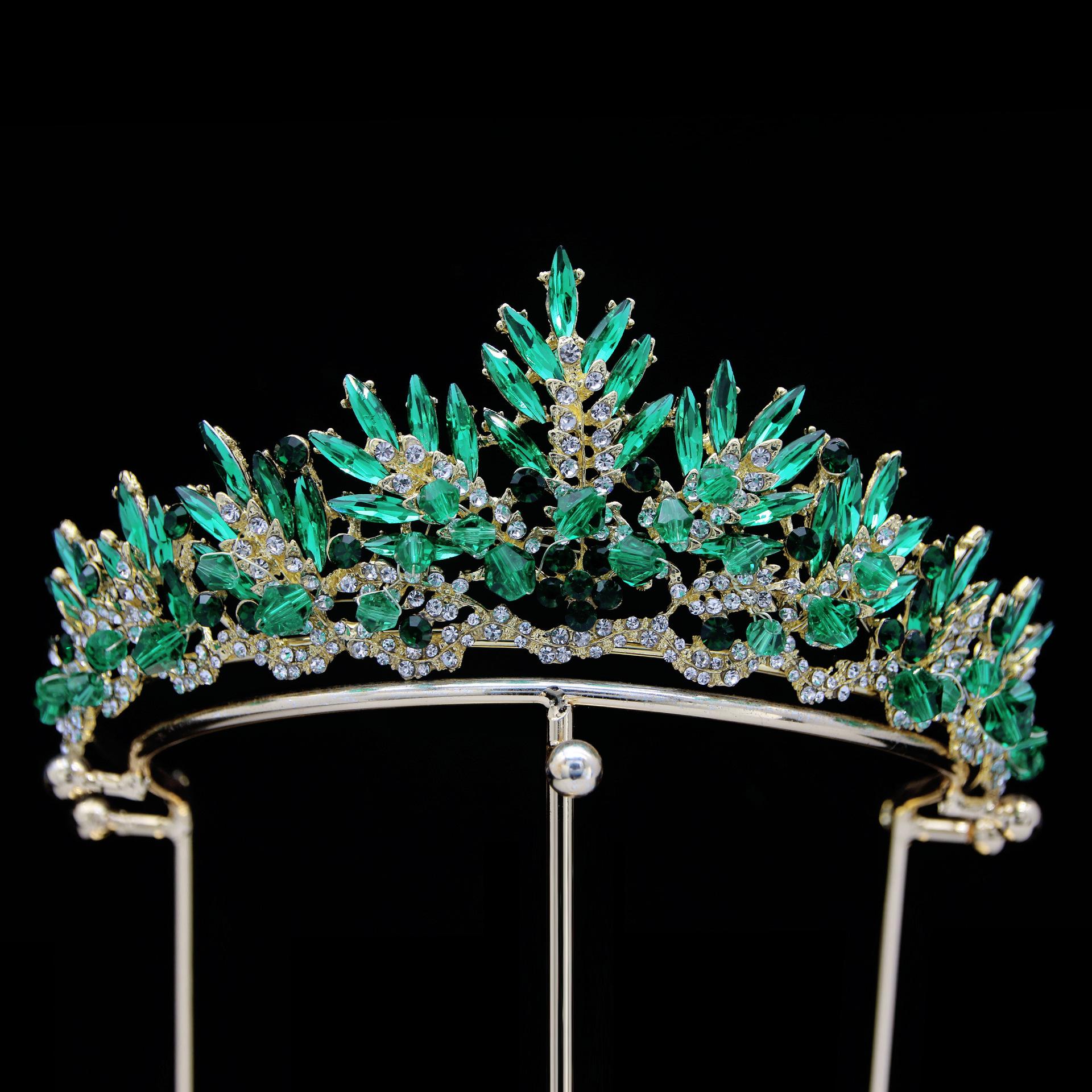 

European and American Bridal Crown Headdress Multi-color Crystal Alloy Electroplating Atmospheric Wedding Crown Hair Accessories