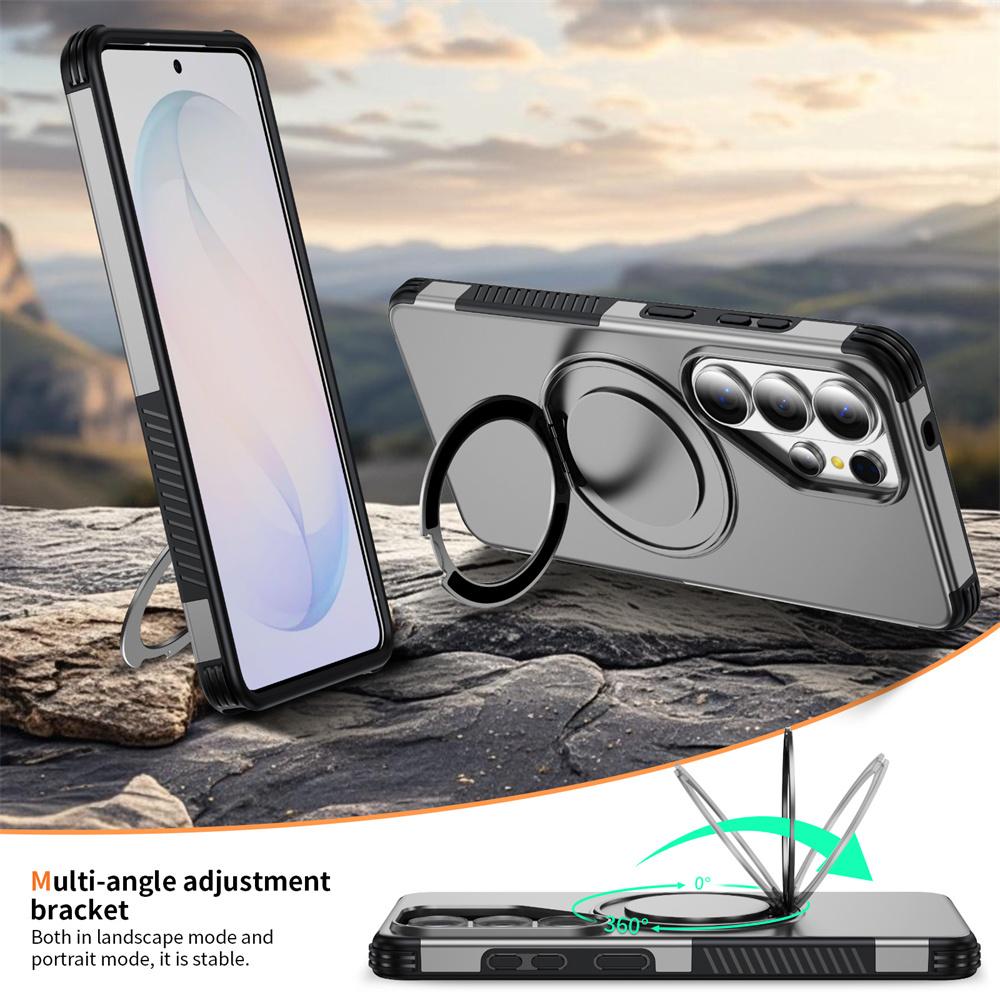 Shockproof Armor Rotating Magnetic Stand Phone Case For Samsung S26 S25 S24 S23 Ultra 5G Non-Slip Bumper Protection Back Cover