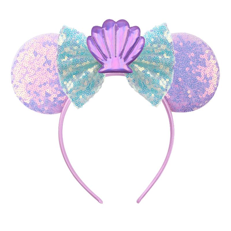 Disney Mickey Uszy Opaska z Cekinami 5" Kokarda Zamek Fajerwerki Opaska do Włosów Dla Dziewczynek Dzieci Featival Impreza DIY Akcesoria do Włosów