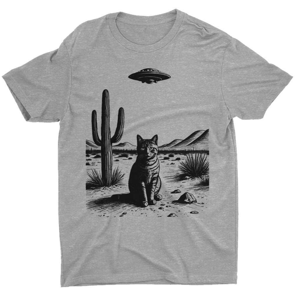 Vintage UFO Cowboy Cat Shirt Retro 90s Western Wild West Kitten Cactus Tee Shirt Unisex T-Shirt M