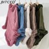 BITCED Oversized Fall/Winter Warm Faux Rabbit Fur Collar Cape Chunky Cable Knit Sweater Jacket