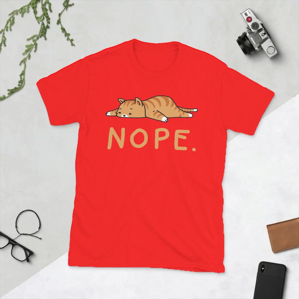 Funny Nope Lazy Cat Caramel TShirts Unisex Round Neck 100 Cotton T Shirt Not Today Short Sleeve Tees 4XL 5XL Clothing
