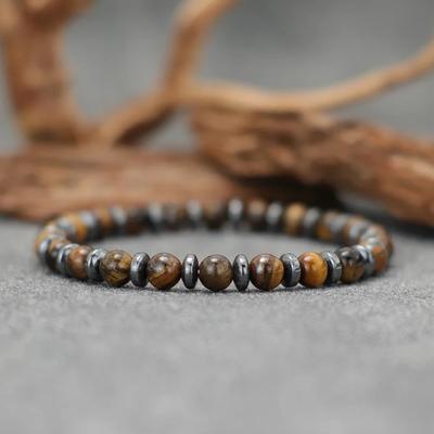 Nuevo Pulsera de Piedra para Hombre Hecha a Mano Con Piedra de Nacimiento 6mm Ojo de Tigre Lava Hematita Pulsera Curativa Accesorios de Muñeca para Novio Joias