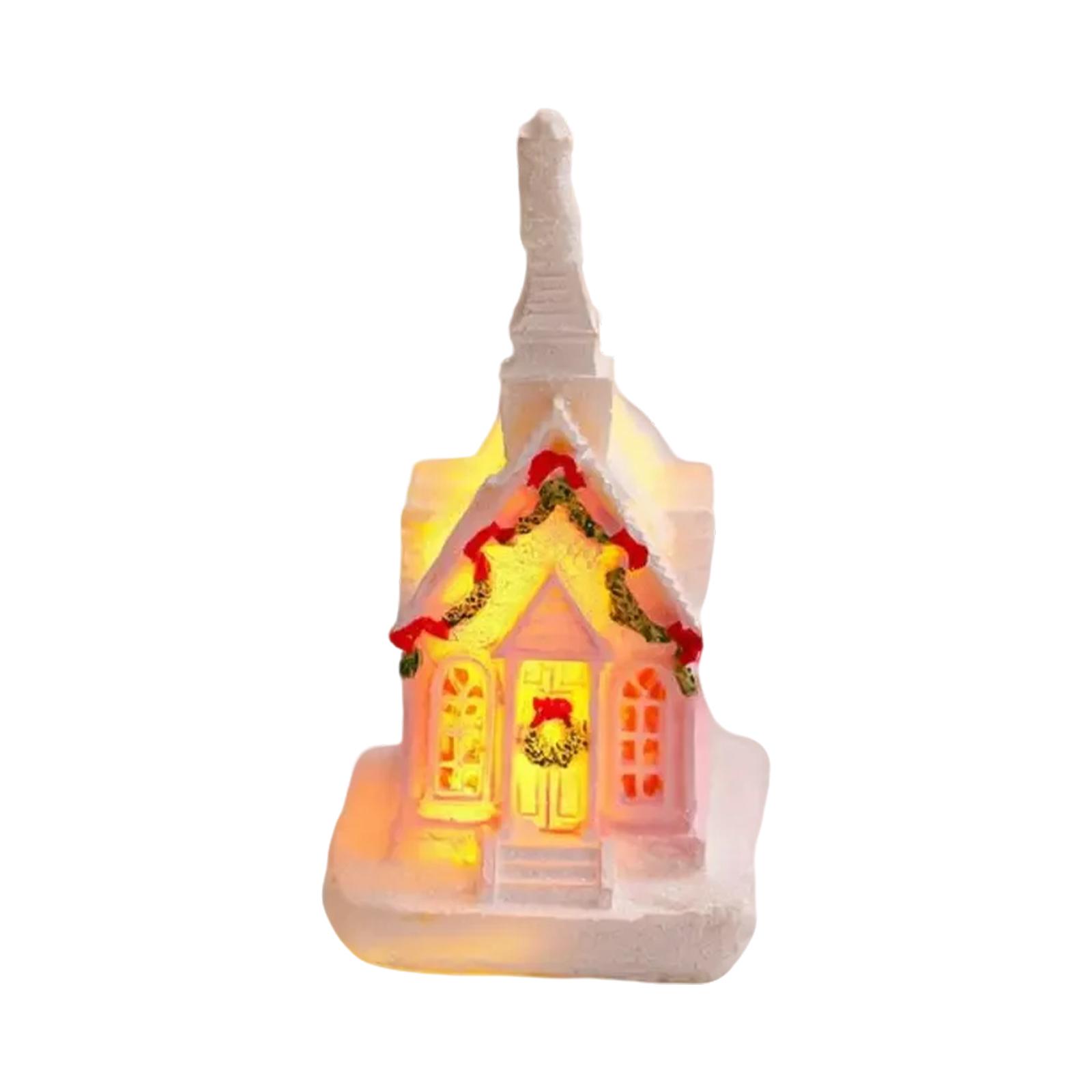 

Christmas Decorations Resin Small House Led Light Micro Resin House Small Ornaments Christmas Gift One Size