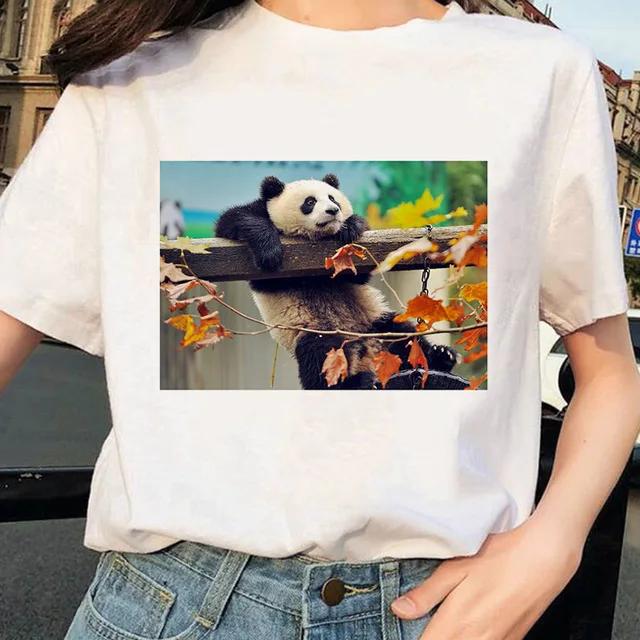 Cute Giant Panda Graphic Tshirt Wos Summer Sexy Top Casual Printed Shirt Fashionable Summer Fashion Polyester Fabric