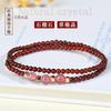 Natural Crystal Garnet Strawberry Crystal Double Ring Bracelet Bangles Women Fashion Jewelry Accessories Gift