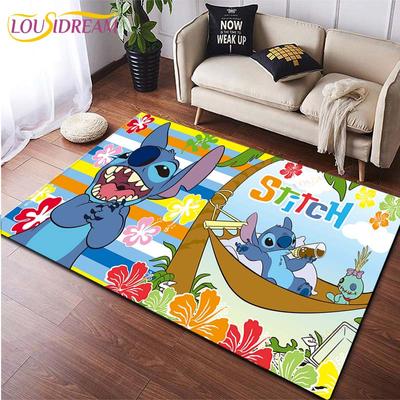 Anime Stitch 3D Printing Rug for Kitchen Doormat Bedroom Carpets for Living Room Laundry Bathroom Non-slip Floor Mat