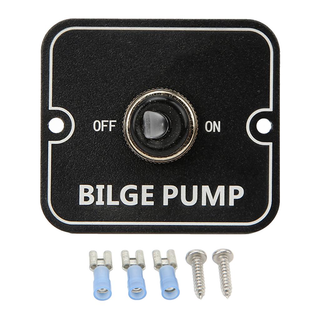 12V 24V Bilge Pump Control Switch with LED Indicator Light Sensitive Black Safe Manual Aluminum Panel