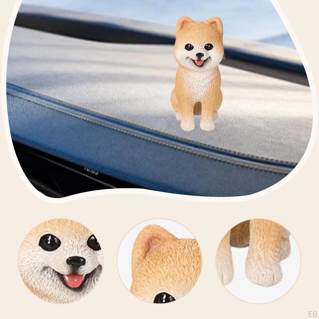 Zwergspitz Hund Figur Skulptur Tragbare Autodekoration Heimschmuck Welpenstatue