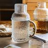 Hammered Glass Water Pitcher with Rope Handle – Heat Resistant, Large Capacity Cold Water Jug Water Botter