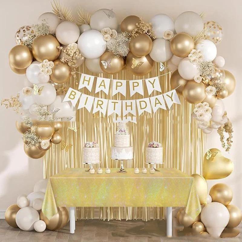 Iridescent Disposable Tablecloth Rainbow Laser Birthday Decoration Tablecloth For Bridal Wedding Party Supplies