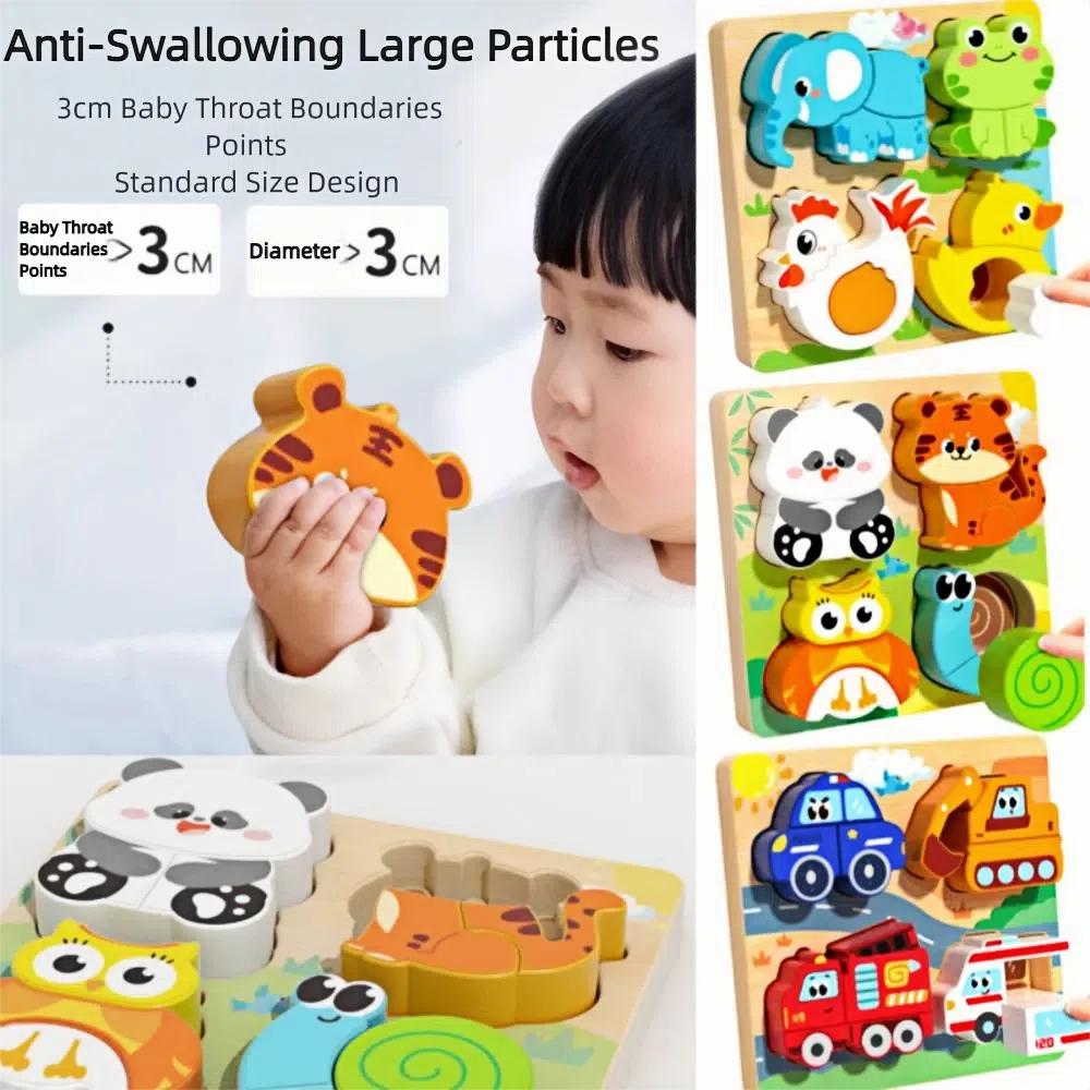 Cartoon Animals Cognitive Jigsaw Puzzle 3D Early Learning Puzzle Set  Children Educational Toys