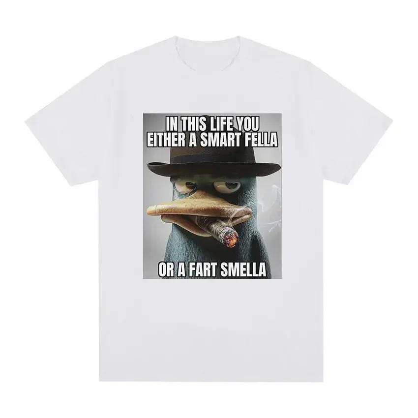 Perry Platypus Youre Either Smart Fella or A Fart Smella Funny Graphic WoUnisex Fashion Harajuku Sleeve Casual Aesthetic Clothes