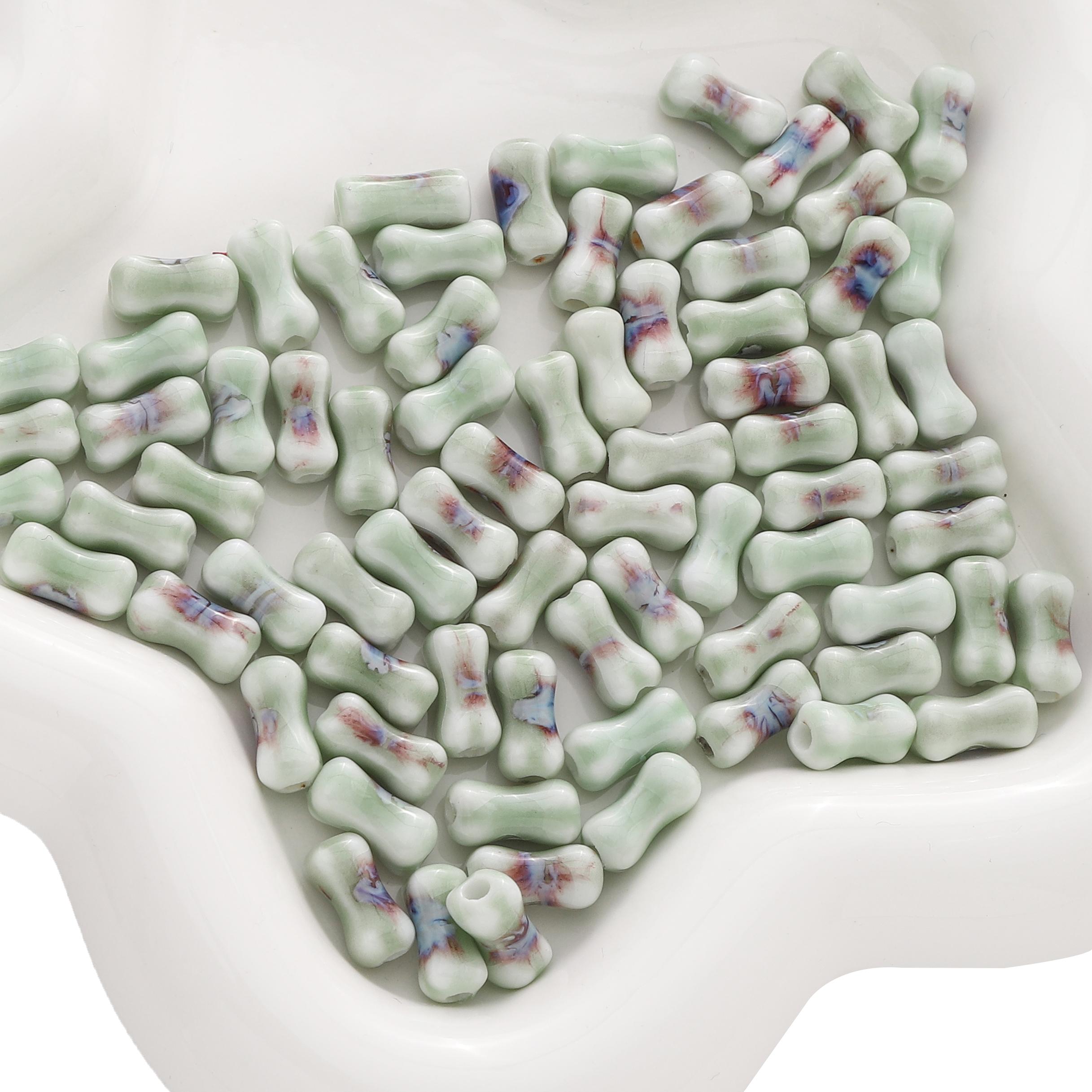 

2-10 шт. Керамические бусины ручной росписи костяной интервал разбросанные бусины для самостоятельного изготовления браслетов ожерелий ювелирных изделий 2pcs