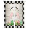 Light Filtering Easter Retro Farm Style Bunny Curtains Bedroom Living Room Festival Decor Cute Rabbit Kitchen Window Tulle Curtain Polyester Washable