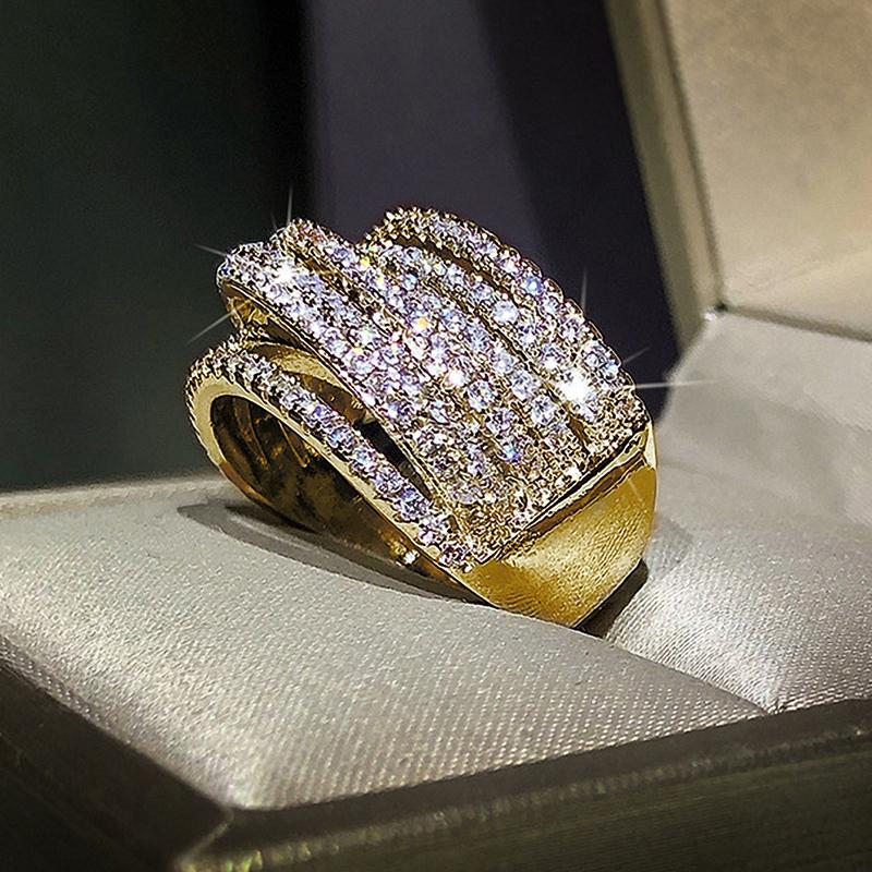 

Huitan Микропаве CZ Блестящие Женские Кольца на Палец Современный Дизайн Модные Универсальные Женские Аксессуары Стиль OL Новый Циркон 9