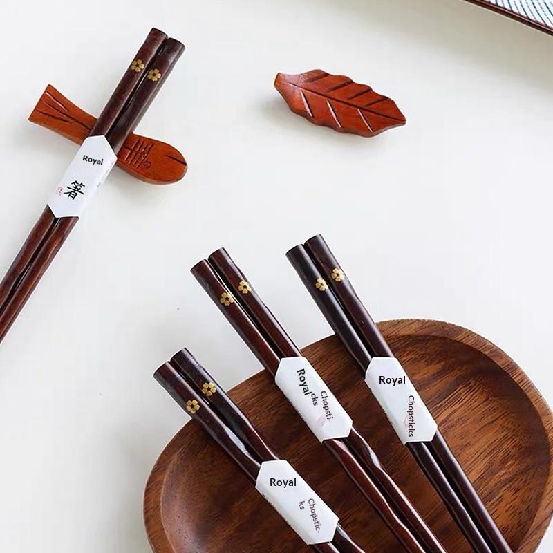 5 Pairs Sushi Chopsticks Natural Wooden Eco-Friendly Reusable Wood Korean Chinese Food Chop Sticks