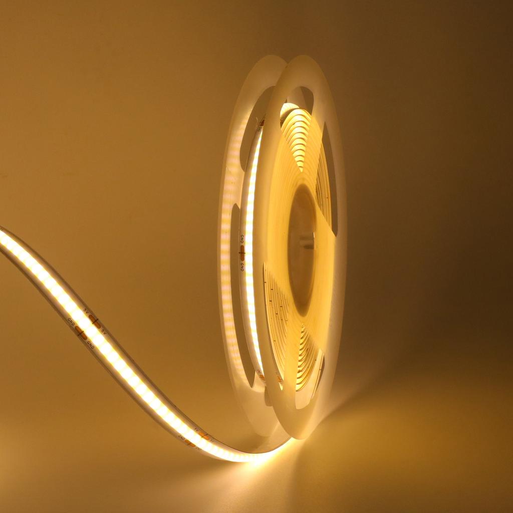 3AA Batteriekasten 5V COB LED-Streifen 8MM 320 LEDs/M Warm Natur Kaltweiß Flexibler COB-Streifen für Schlafzimmer Schrank TV-Hintergrundbeleuchtung