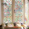 Folia Prywatnościowa na Okno Tęczowa Wodoodporna Statyczna Przyczepność Bez Kleju Naklejka ze Wzorem Kwiatowym do Domowych Szklanych Okien Dekoracja Sypialni Salonu