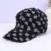 Unisex fringed checkered denim baseball cap with fashionable street shading and casual duckbill cap