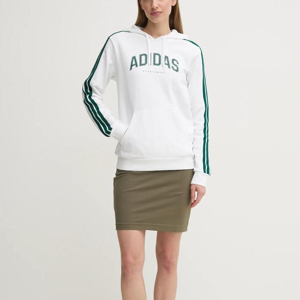 Adidas Sports Series Casual Versatile Hooded Long Sleeve Sweatshirt Women Sweatshirt White JV9149