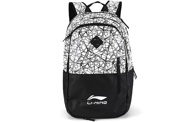 Li Ning Polyester Backpack Unisex Black White ABSQ388-2
