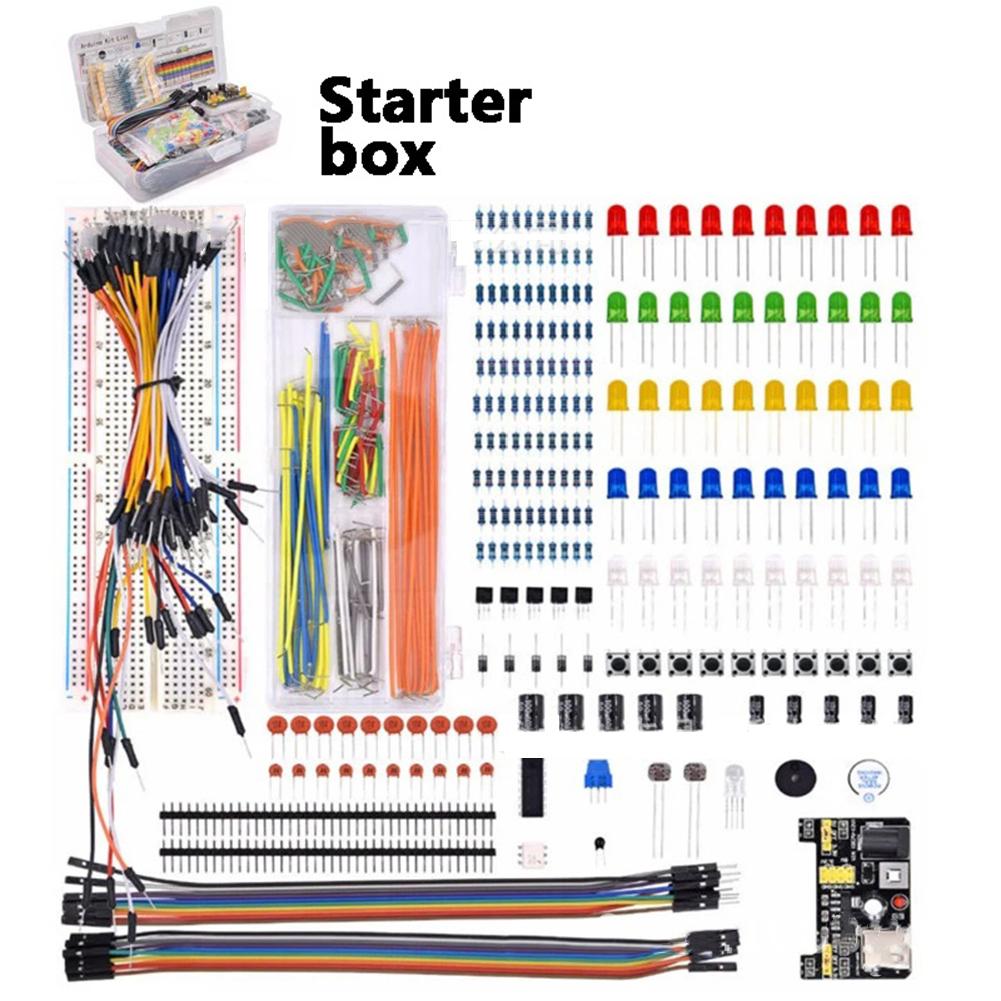 Component Pack Beginner's Starter-Kit Stable Power Supply With 9V Limit Compatible With 830 Hole Spacious 830-Point Breadboard