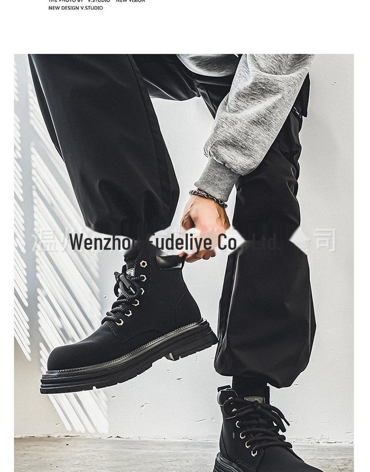 Men's 2024 British Retro Yellow High-Top Desert Work Boots - Casual Martin Style for Spring & Autumn