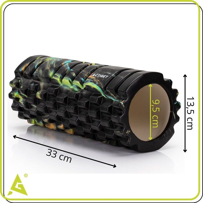Massage Roller - SPRINGOS - ACTIGET - Medium Hardness - Black - Ridges