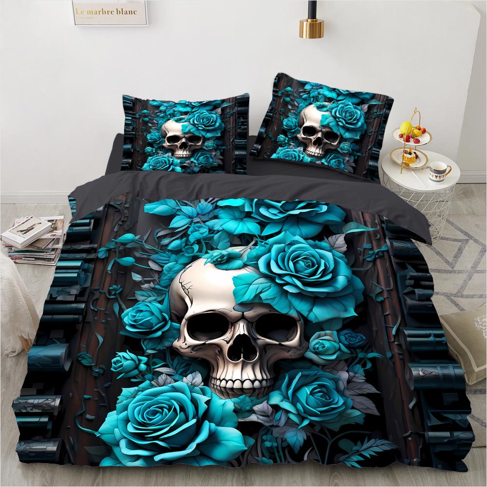 Skull Pattern 3D Print (Three Piece Set) Single Double Queen Quilt Cover Pillowcase Bedding Set