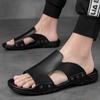 Fashion Summer Mens Genuine Leather Slippers Big Size 37-52 Outdoor Flip Flops Men Slipper Casual Slides Luxury Flip Flop Male Flats