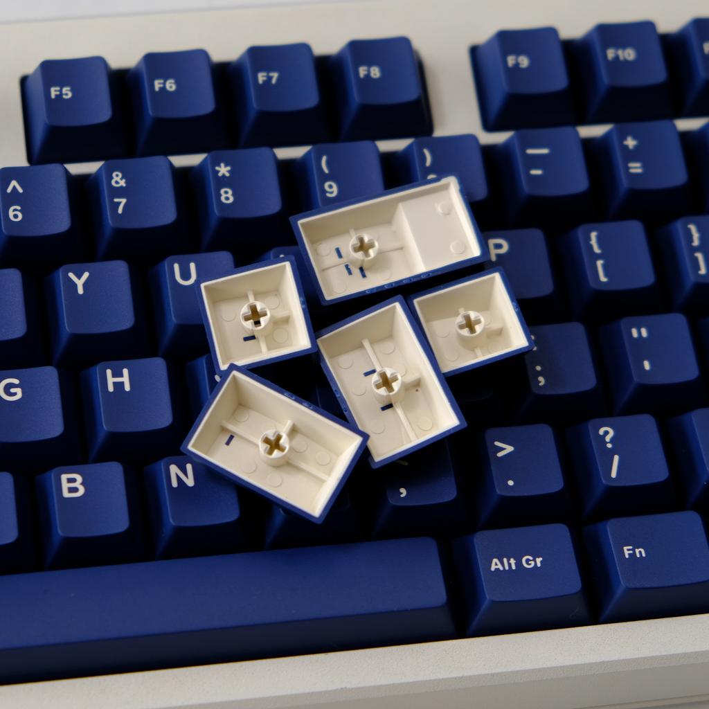 114 Keys Ink Blue Double Shot PBT Keycaps Cherry Profile Custom Keyboard Key Caps for Gateron MX Switches Gaming Keyboards