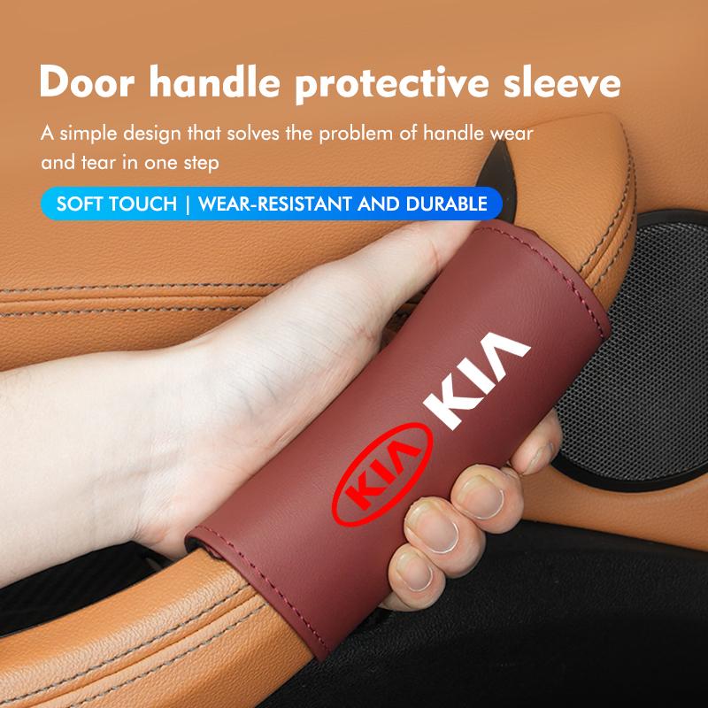 For KIA Car Door Handle Leather Auto Protective Case Cover Sportage Rio Ceed Niro Soul Stonic Picanto Proceed